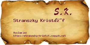 Stranszky Kristóf névjegykártya
